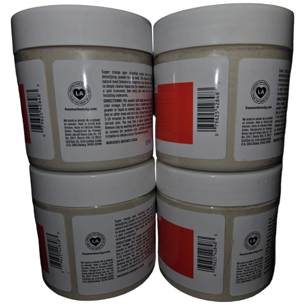 BUNDLE OF 4 NWT Freeman Deep Cleansing Powder-To-Clay Mask (Bentonite & Kaolin)